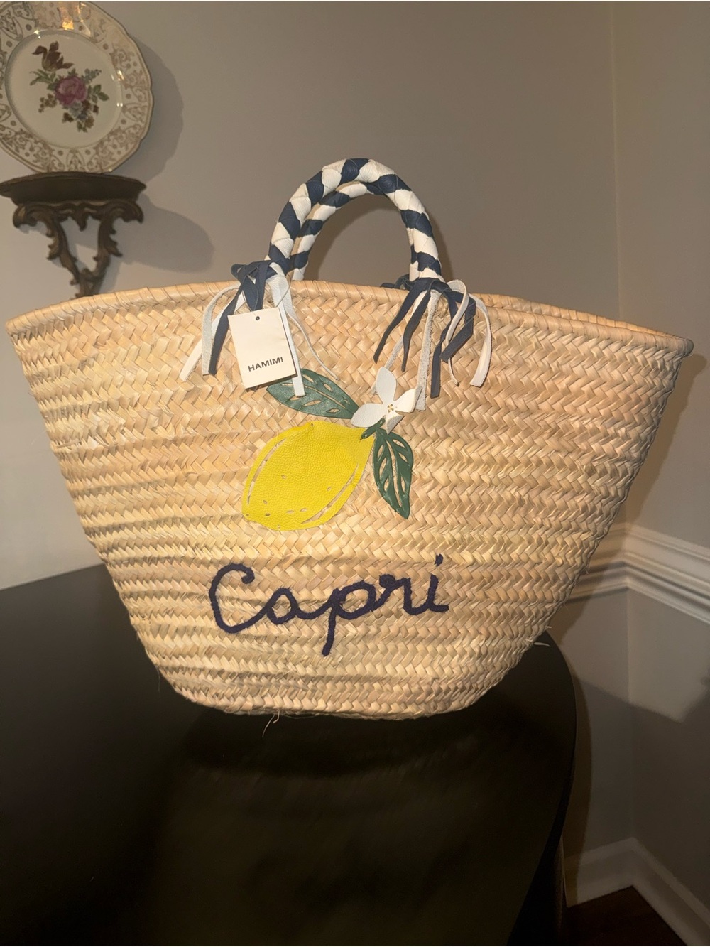 Hamimi Jute & Leather design CAPRI oversized Beach Bag BRAND NEW